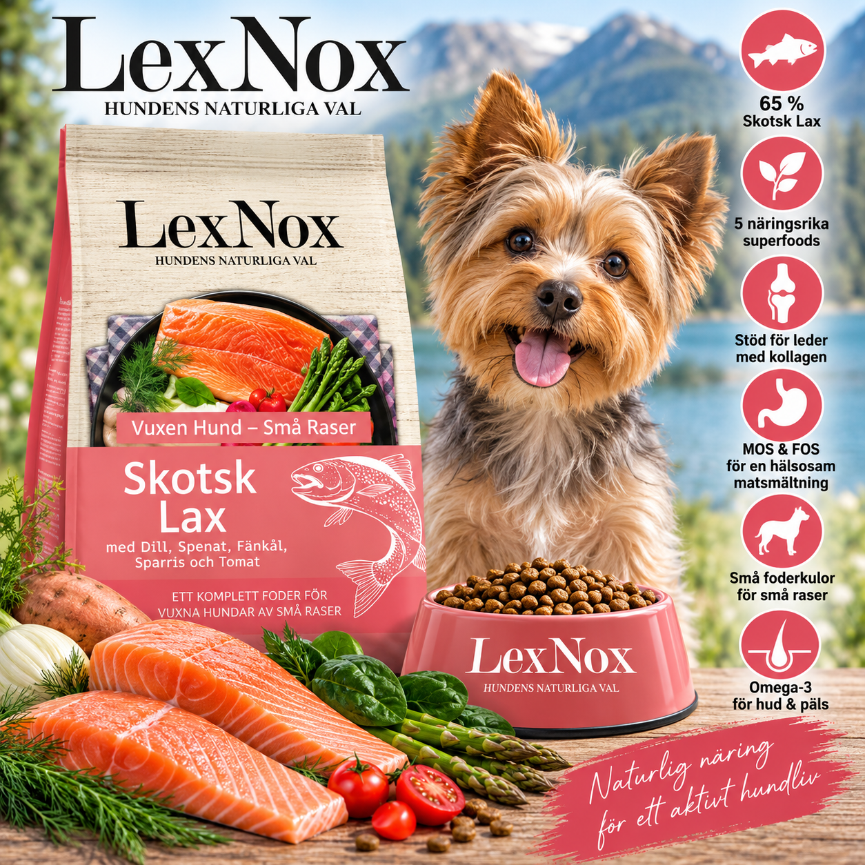LexNox Superfood Skotsk Lax hundfoder för små hundar